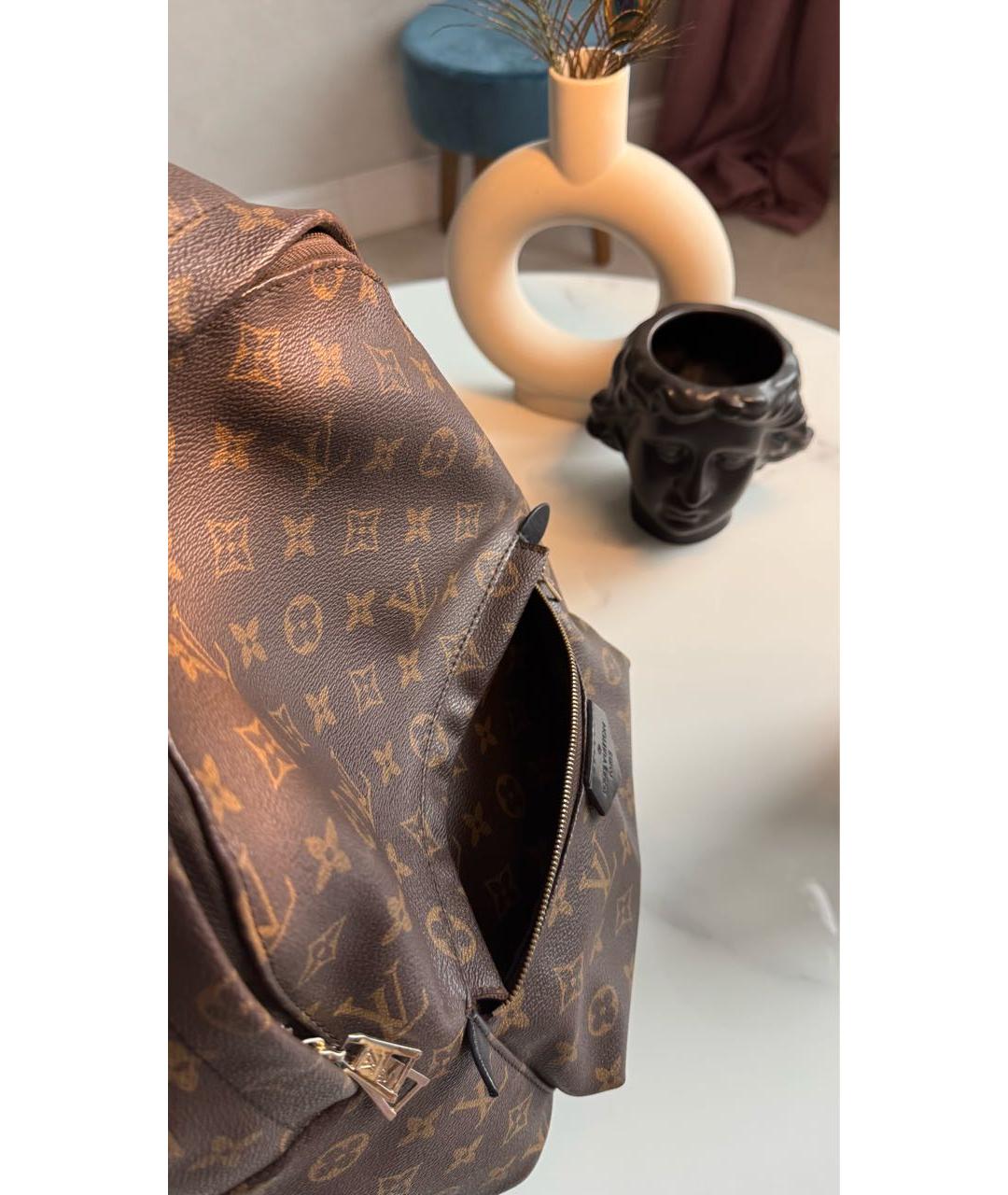 LOUIS VUITTON Коричневый кожаный рюкзак, фото 7