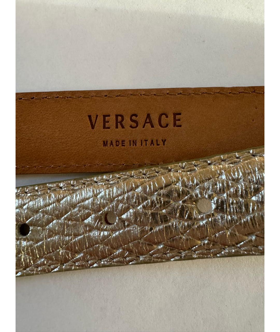 VERSACE Золотой кожаный ремень, фото 4