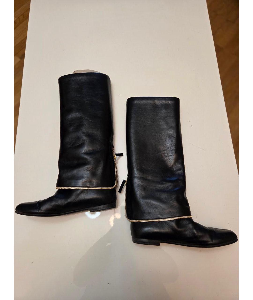 GIUSEPPE ZANOTTI DESIGN Черные кожаные сапоги, фото 2