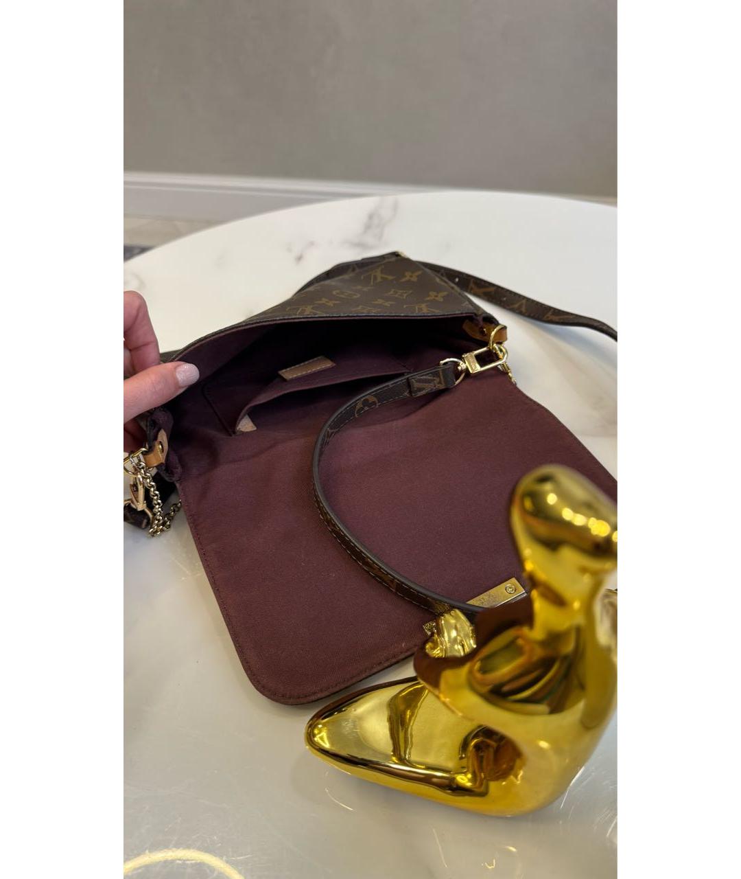 LOUIS VUITTON Коричневая кожаная сумка через плечо, фото 4