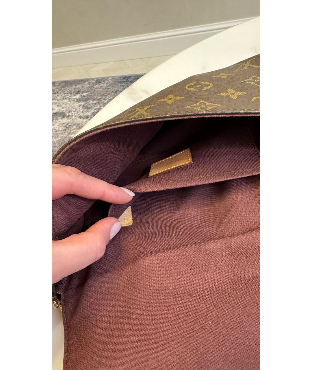 LOUIS VUITTON Коричневая кожаная сумка через плечо, фото 6