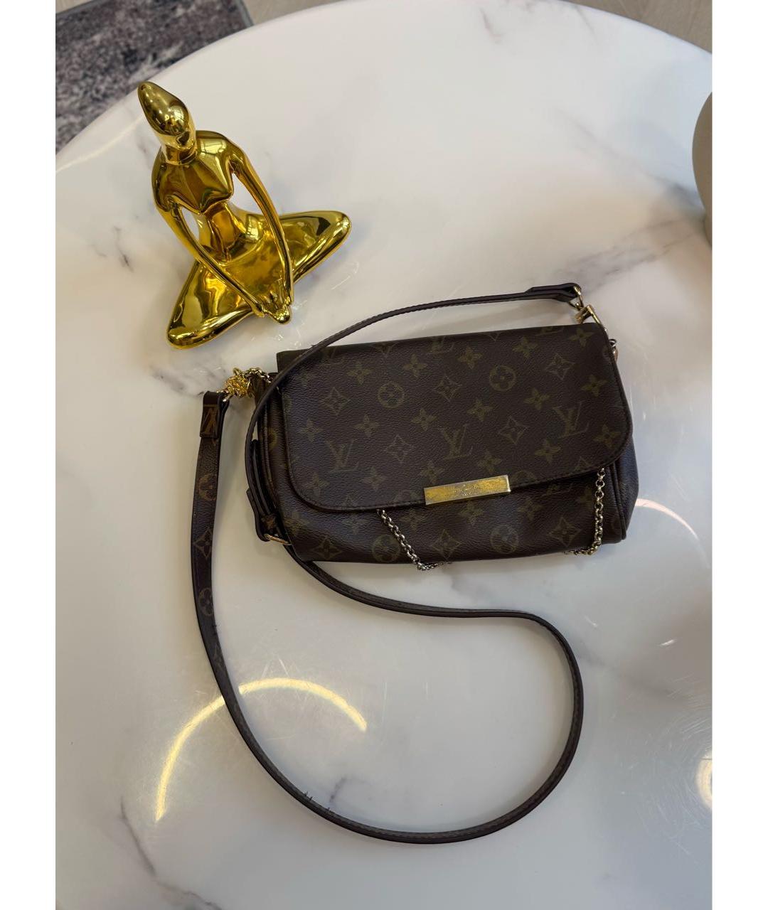 LOUIS VUITTON Коричневая кожаная сумка через плечо, фото 8