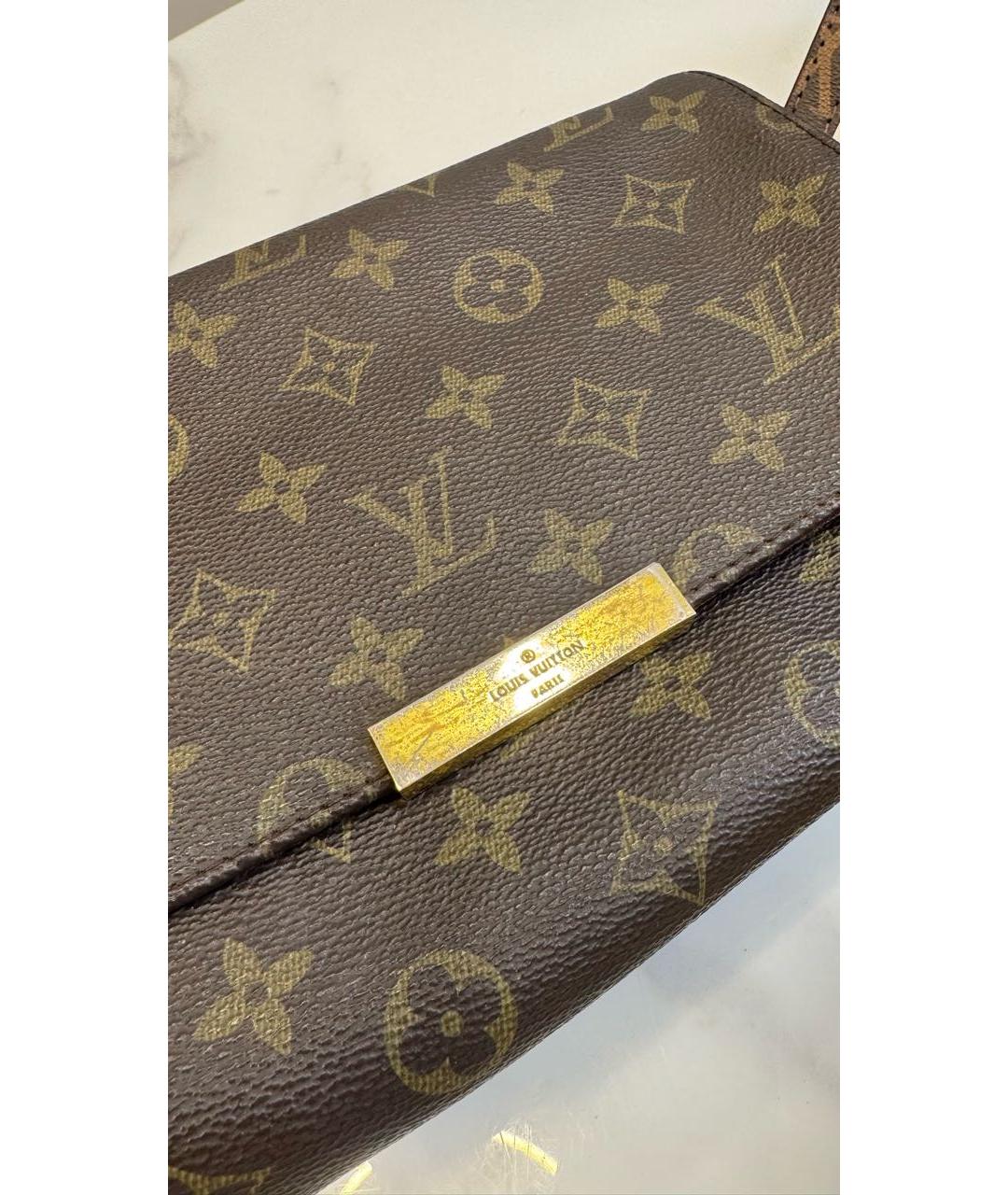 LOUIS VUITTON Коричневая кожаная сумка через плечо, фото 7