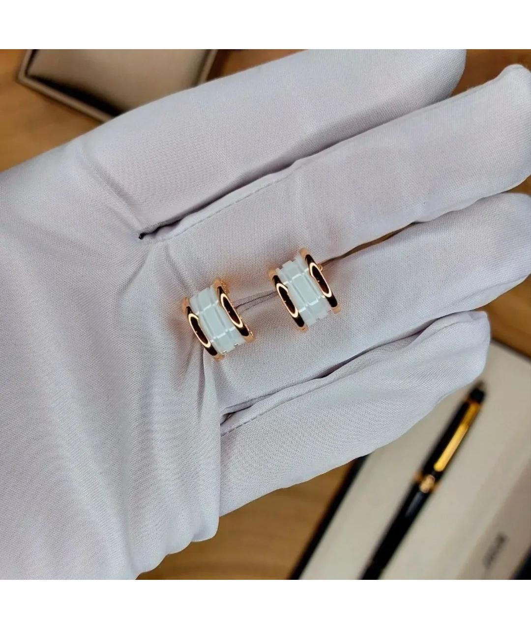 BVLGARI Белые серьги из розового золота, фото 2