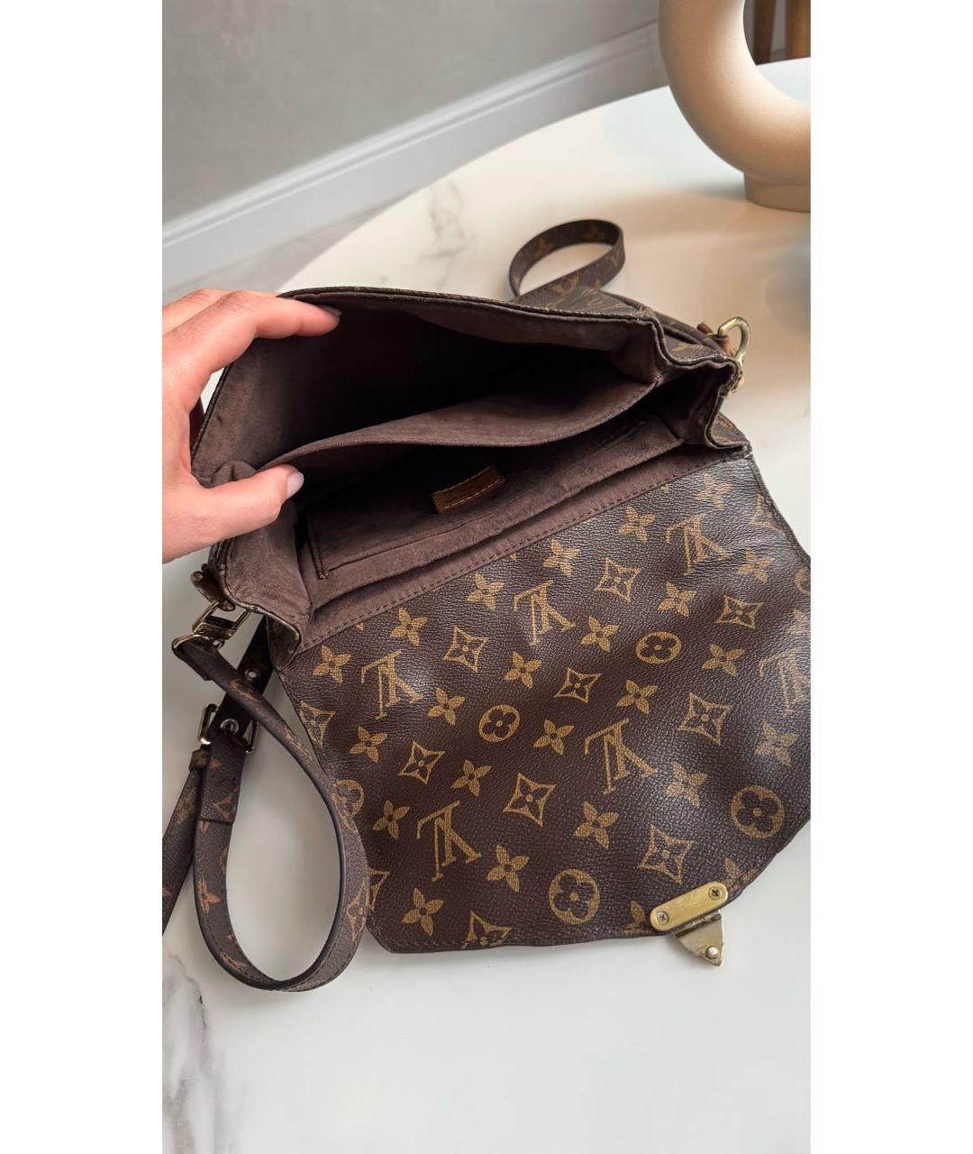 LOUIS VUITTON Коричневая кожаная сумка через плечо, фото 4