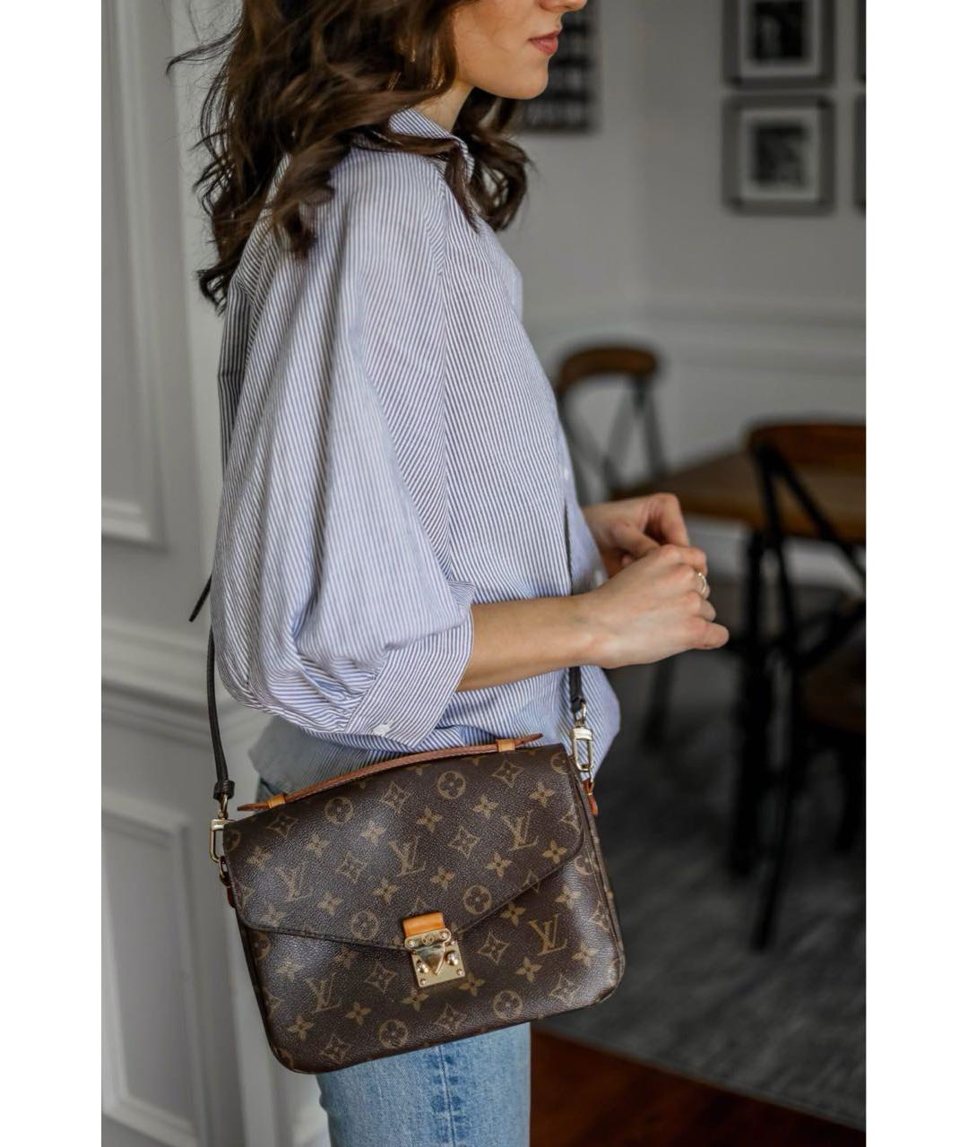 LOUIS VUITTON Коричневая кожаная сумка через плечо, фото 8