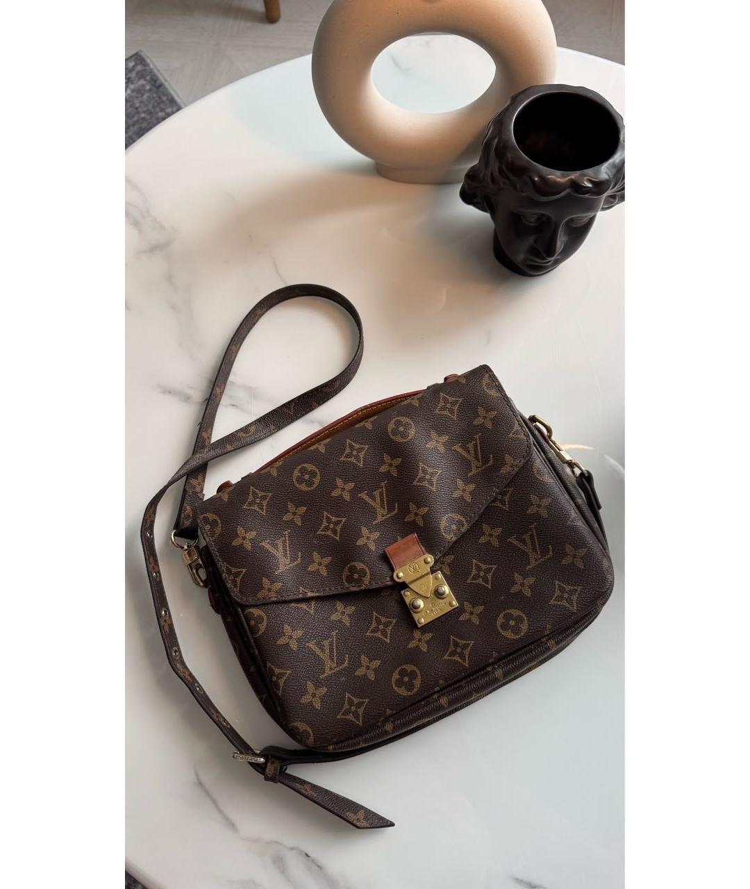 LOUIS VUITTON Коричневая кожаная сумка через плечо, фото 9