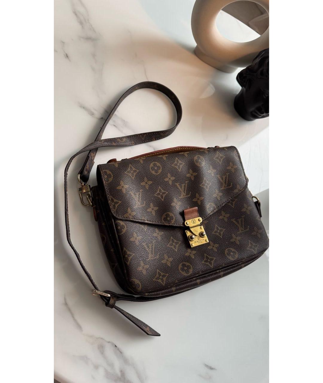 LOUIS VUITTON Коричневая кожаная сумка через плечо, фото 2