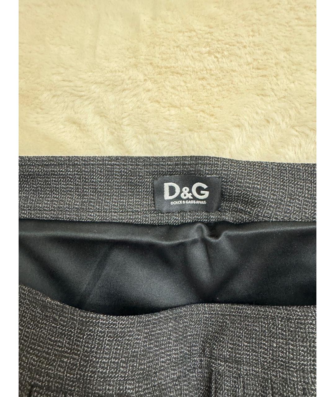 DOLCE&GABBANA Антрацитовая полиэстеровая юбка мини, фото 3