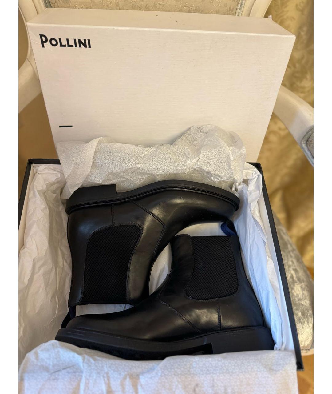 POLLINI Черные кожаные высокие ботинки, фото 3