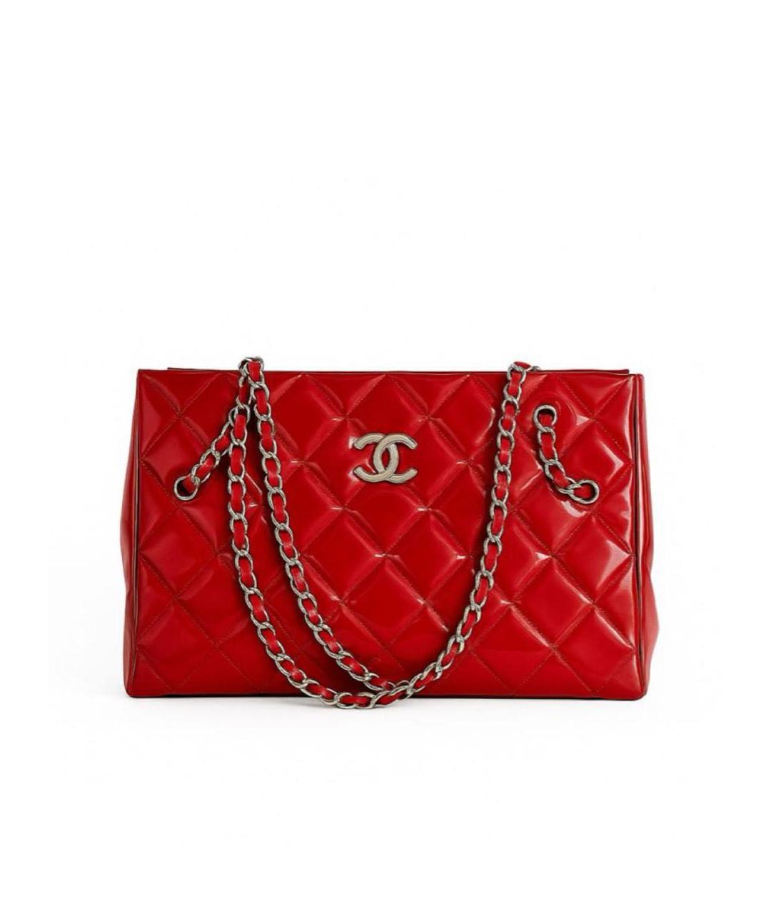 CHANEL Красная сумка тоут из лакированной кожи, фото 1