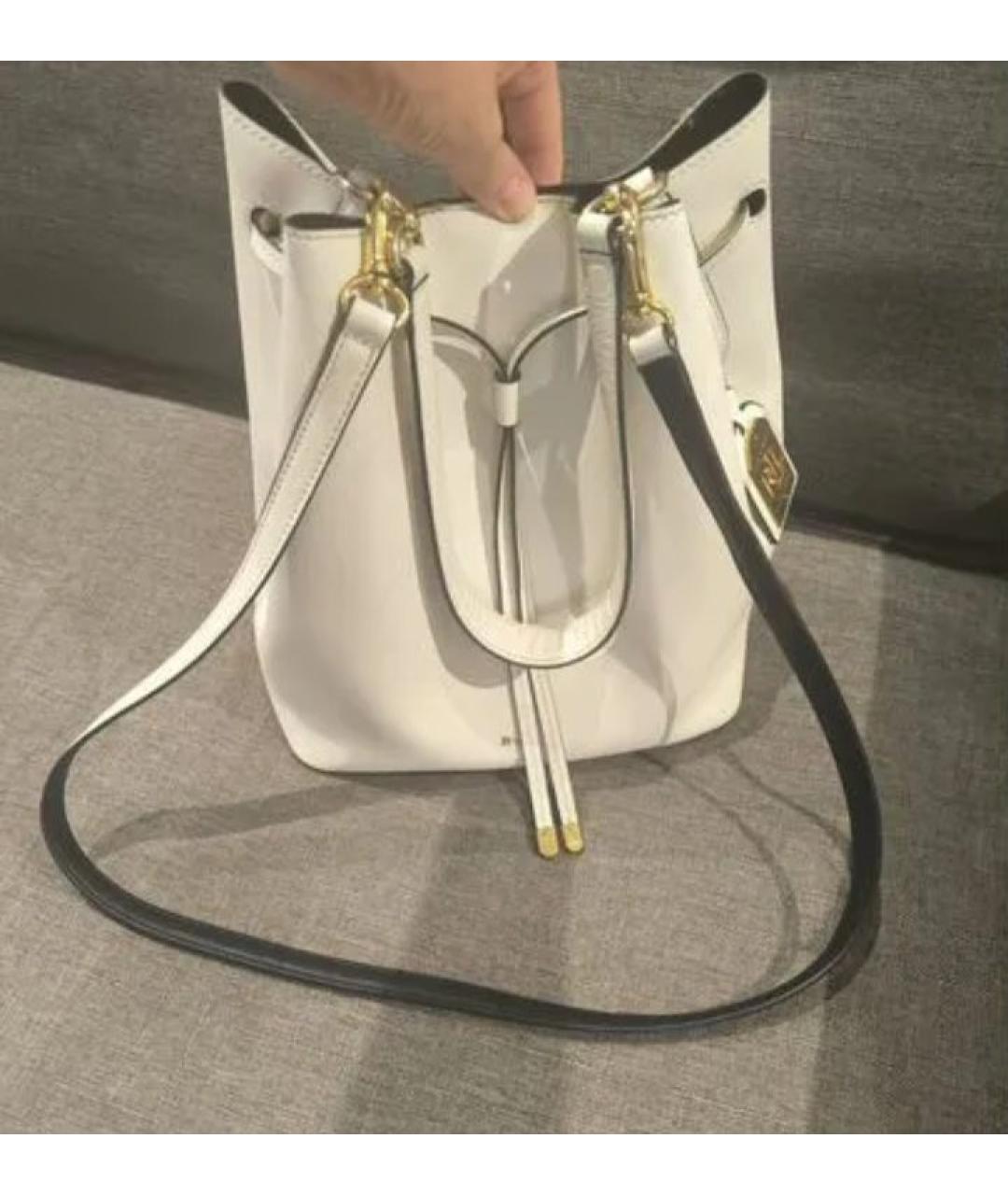 RALPH LAUREN Белая кожаная сумка через плечо, фото 3