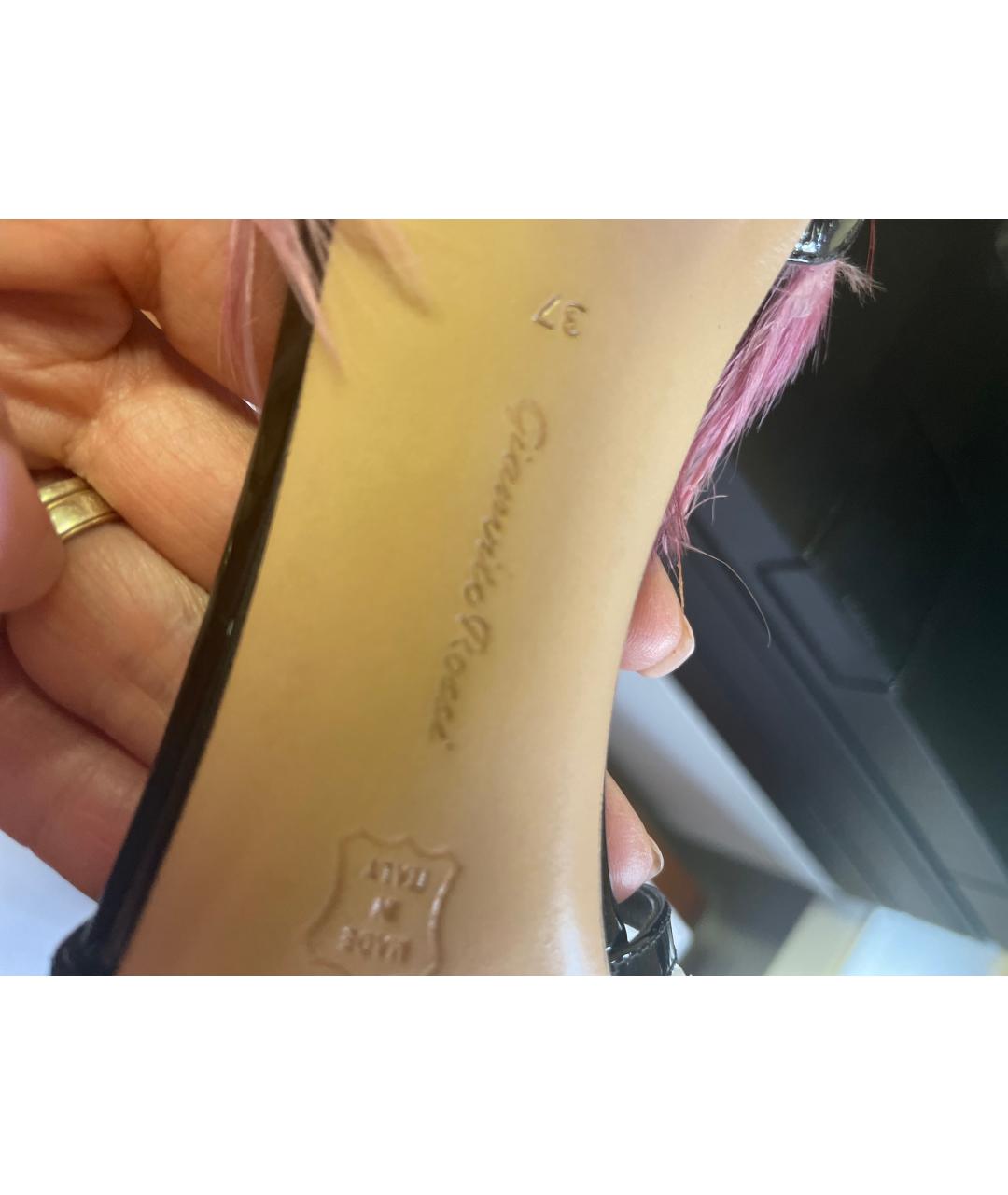 GIANVITO ROSSI Черные босоножки из лакированной кожи, фото 5
