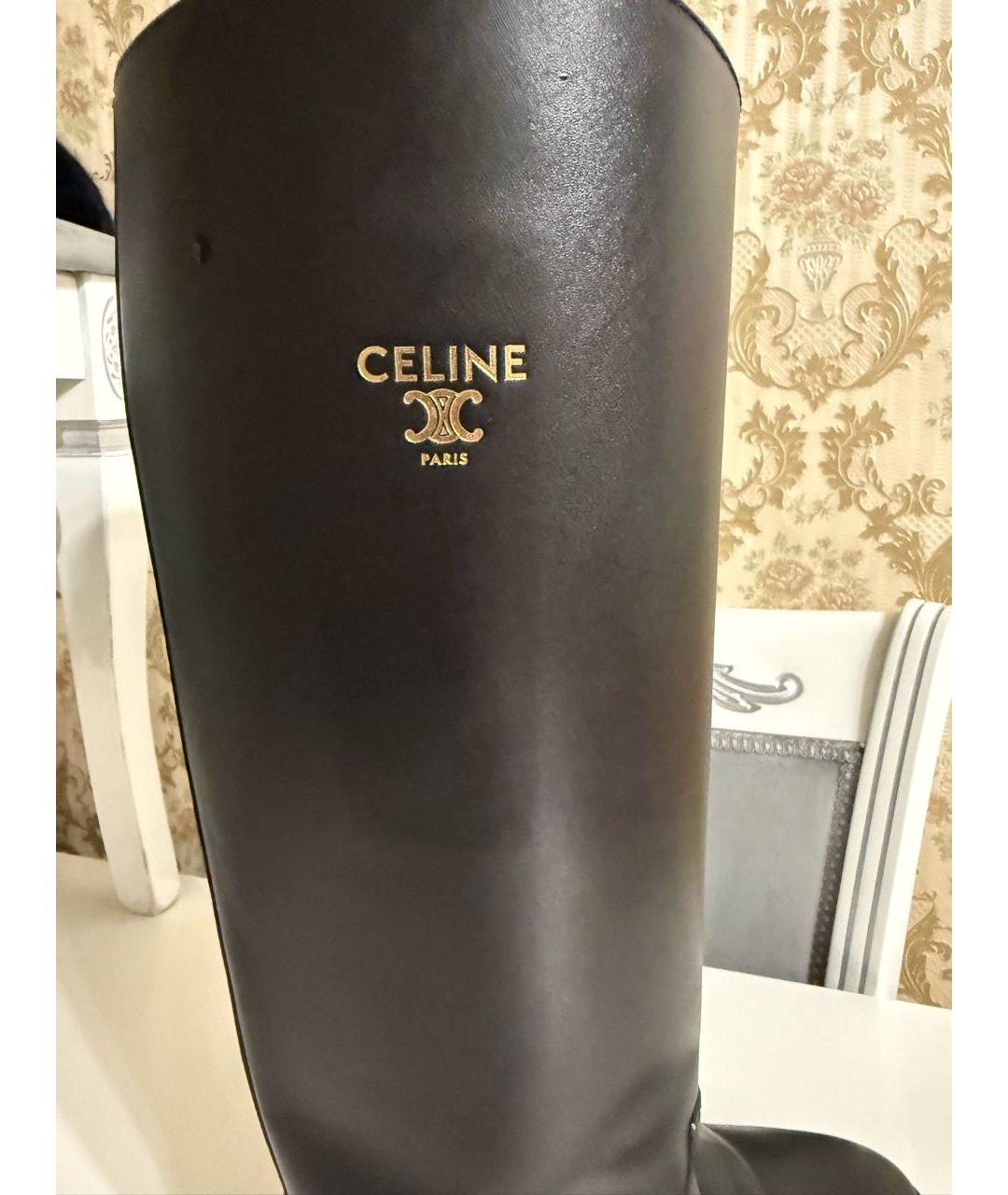 CELINE Черные кожаные сапоги, фото 6