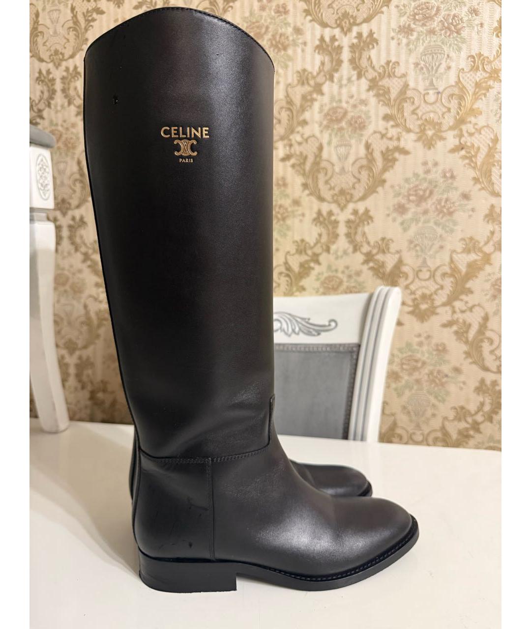 CELINE Черные кожаные сапоги, фото 8
