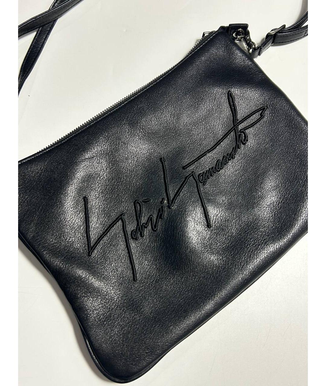 YOHJI YAMAMOTO Черная кожаная сумка на плечо, фото 2
