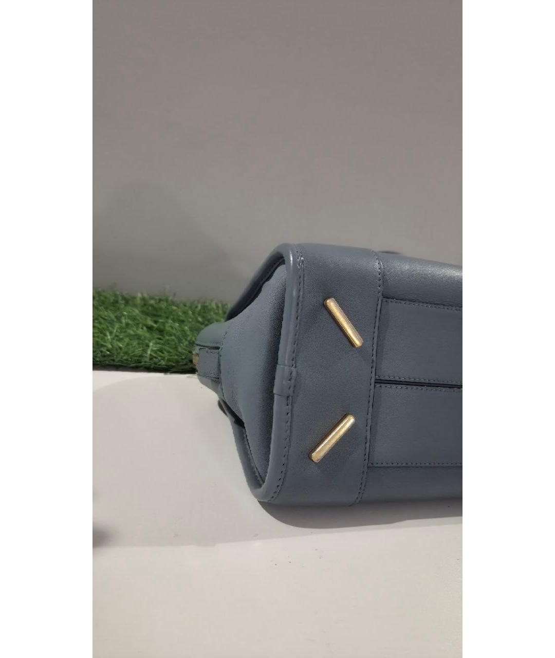 LOEWE Голубая кожаная сумка с короткими ручками, фото 5