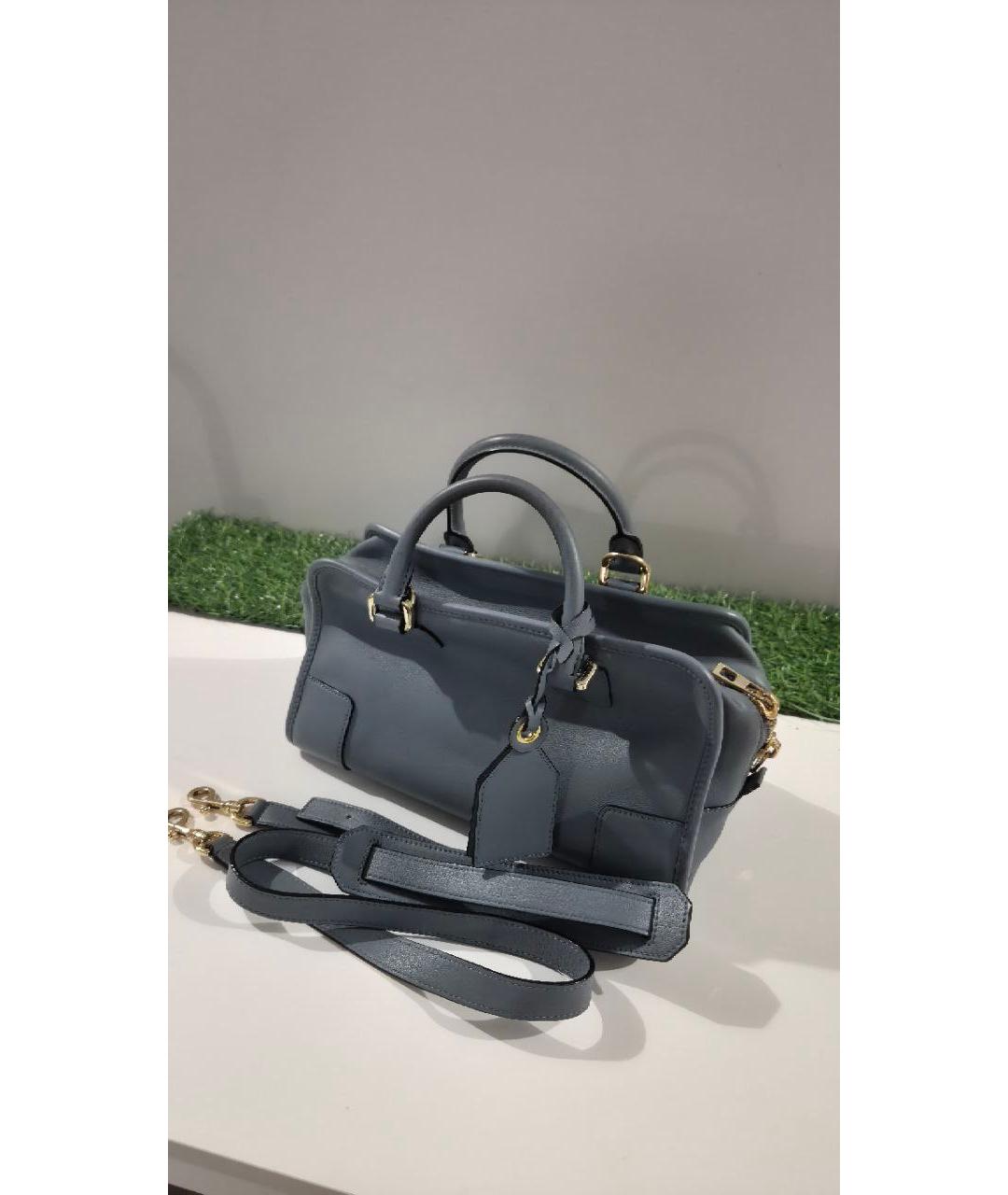 LOEWE Голубая кожаная сумка с короткими ручками, фото 7