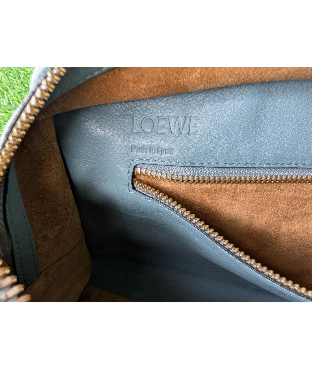 LOEWE Голубая кожаная сумка с короткими ручками, фото 9