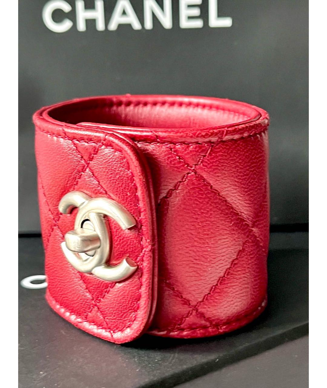 CHANEL Красный кожаный браслет, фото 6