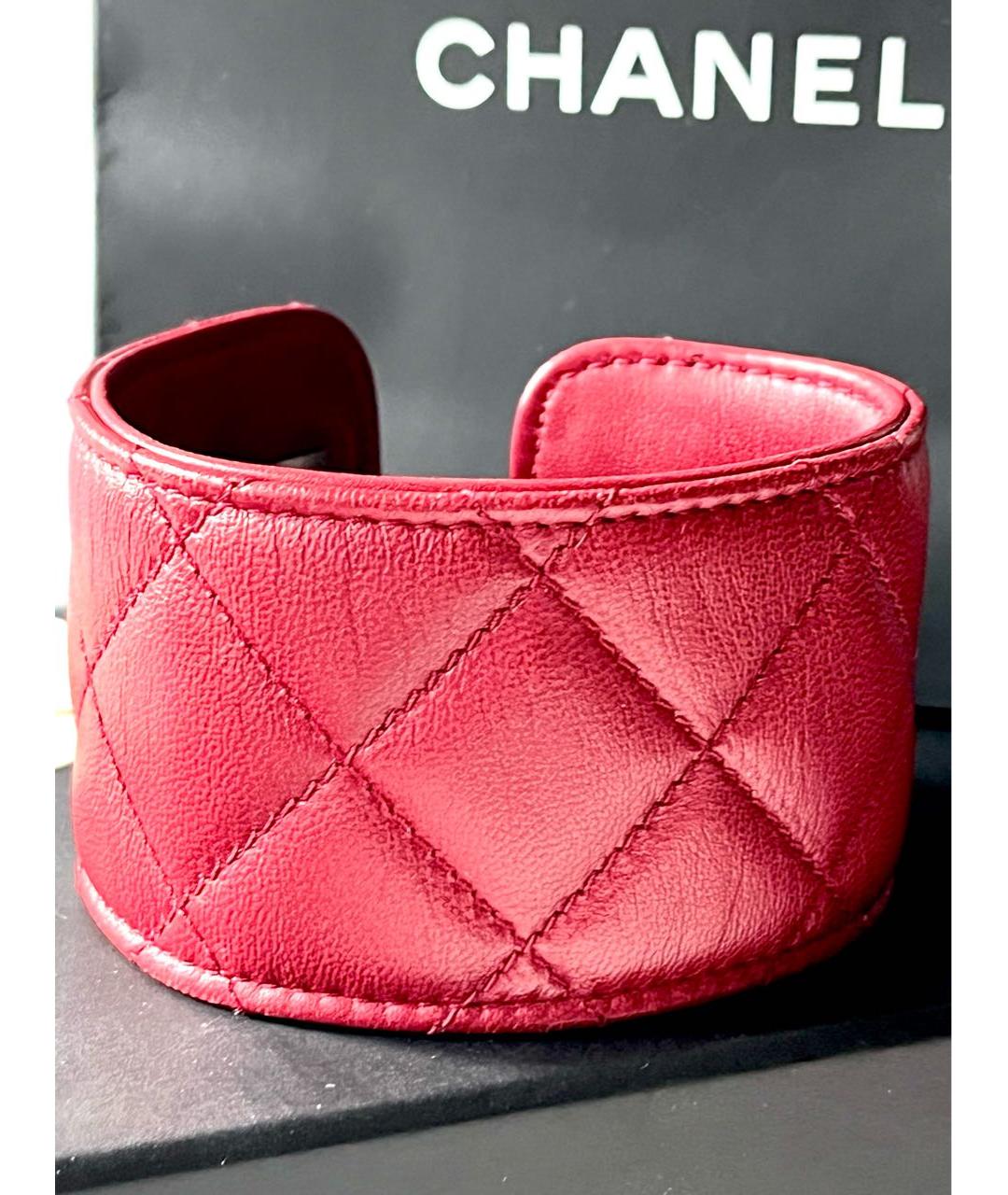 CHANEL Красный кожаный браслет, фото 4