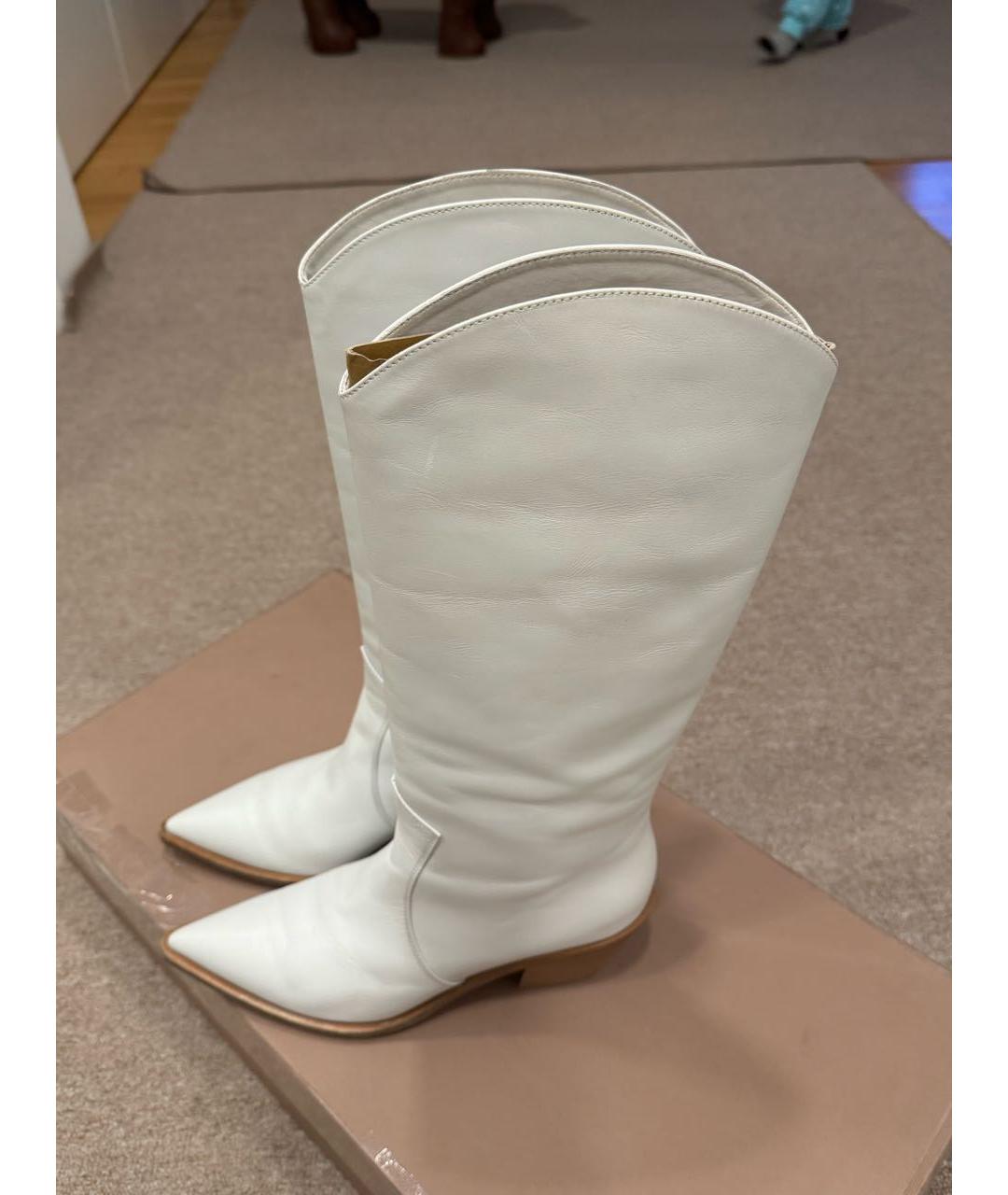 GIANVITO ROSSI Белые кожаные сапоги, фото 2