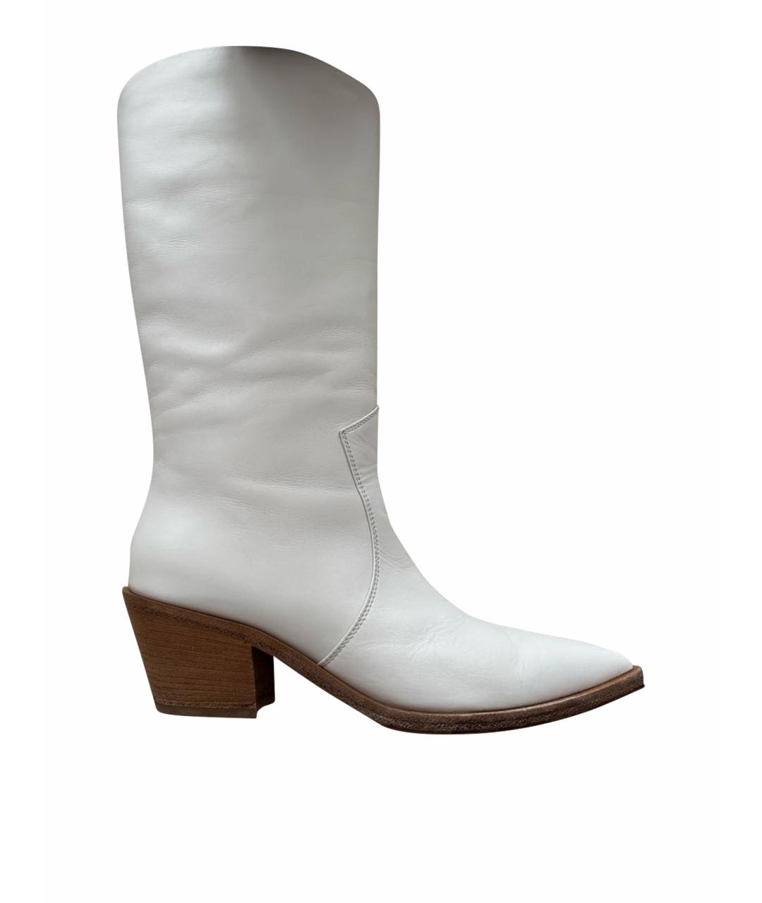GIANVITO ROSSI Белые кожаные сапоги, фото 1