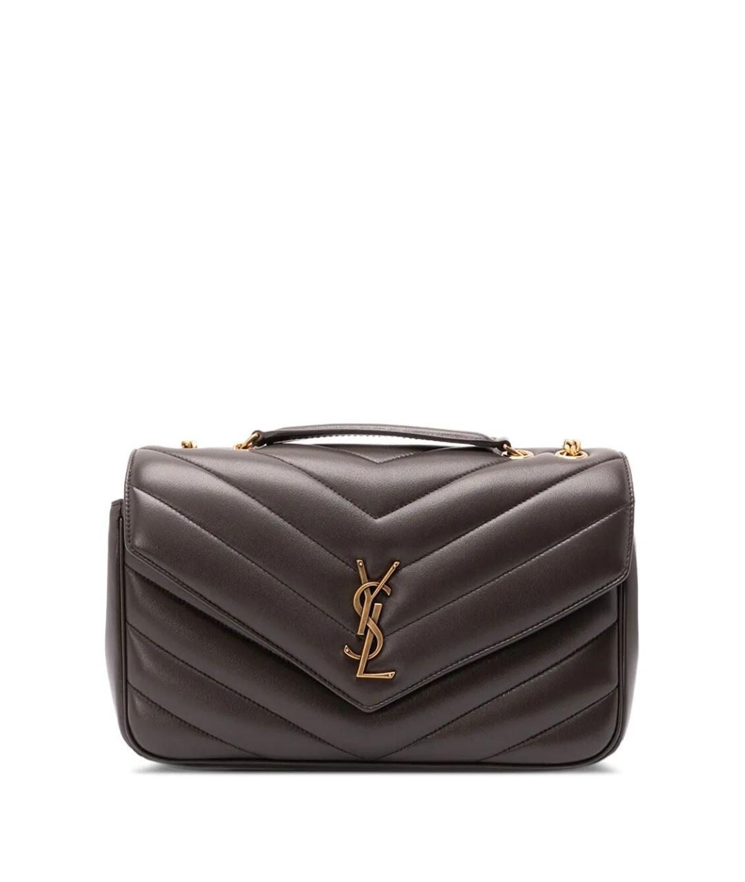 SAINT LAURENT Коричневая кожаная сумка через плечо, фото 1