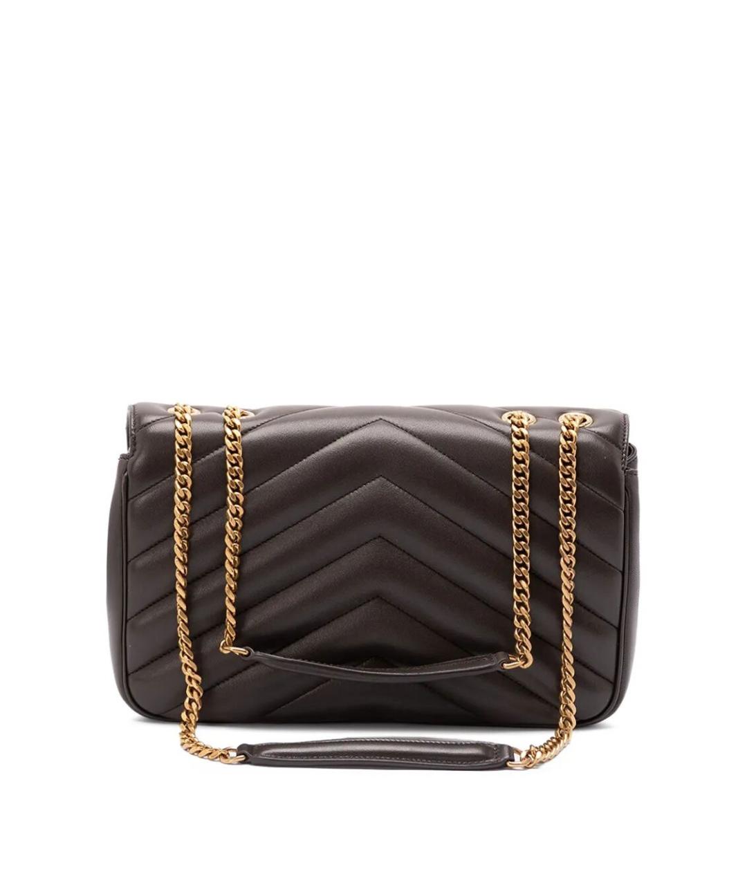 SAINT LAURENT Коричневая кожаная сумка через плечо, фото 3