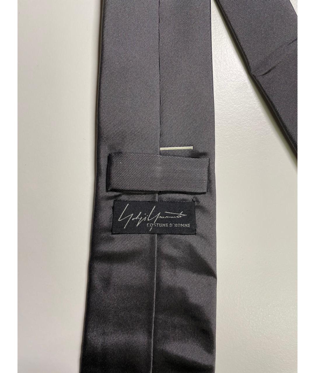 YOHJI YAMAMOTO Серый шелковый галстук, фото 4