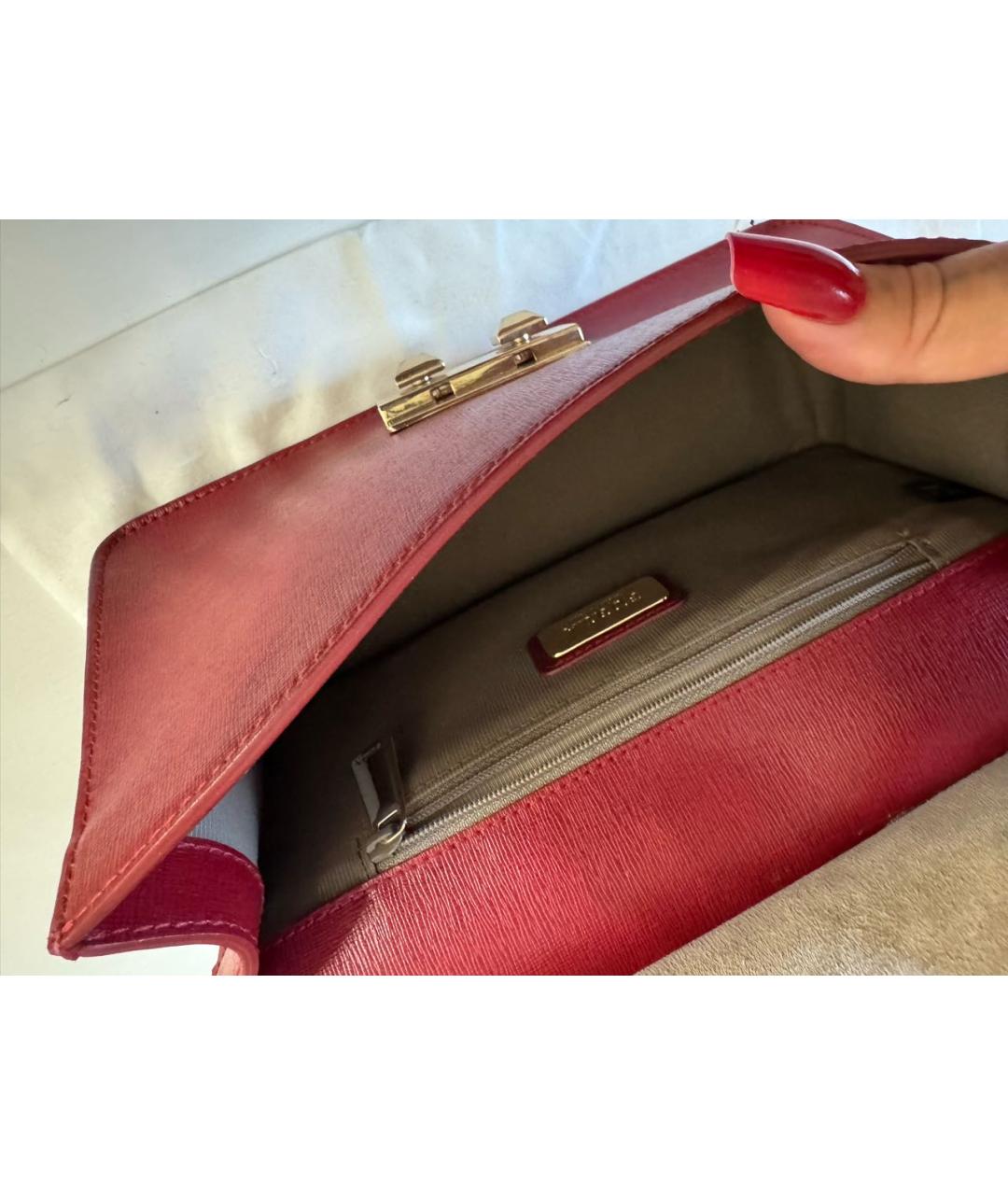 FURLA Бордовая кожаная сумка через плечо, фото 7
