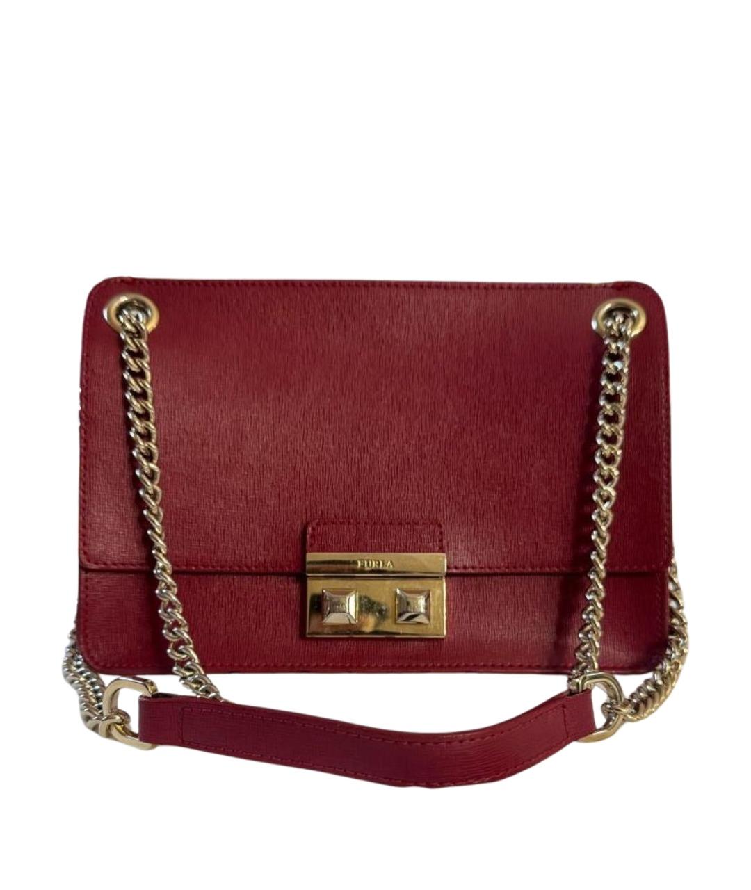 FURLA Бордовая кожаная сумка через плечо, фото 1