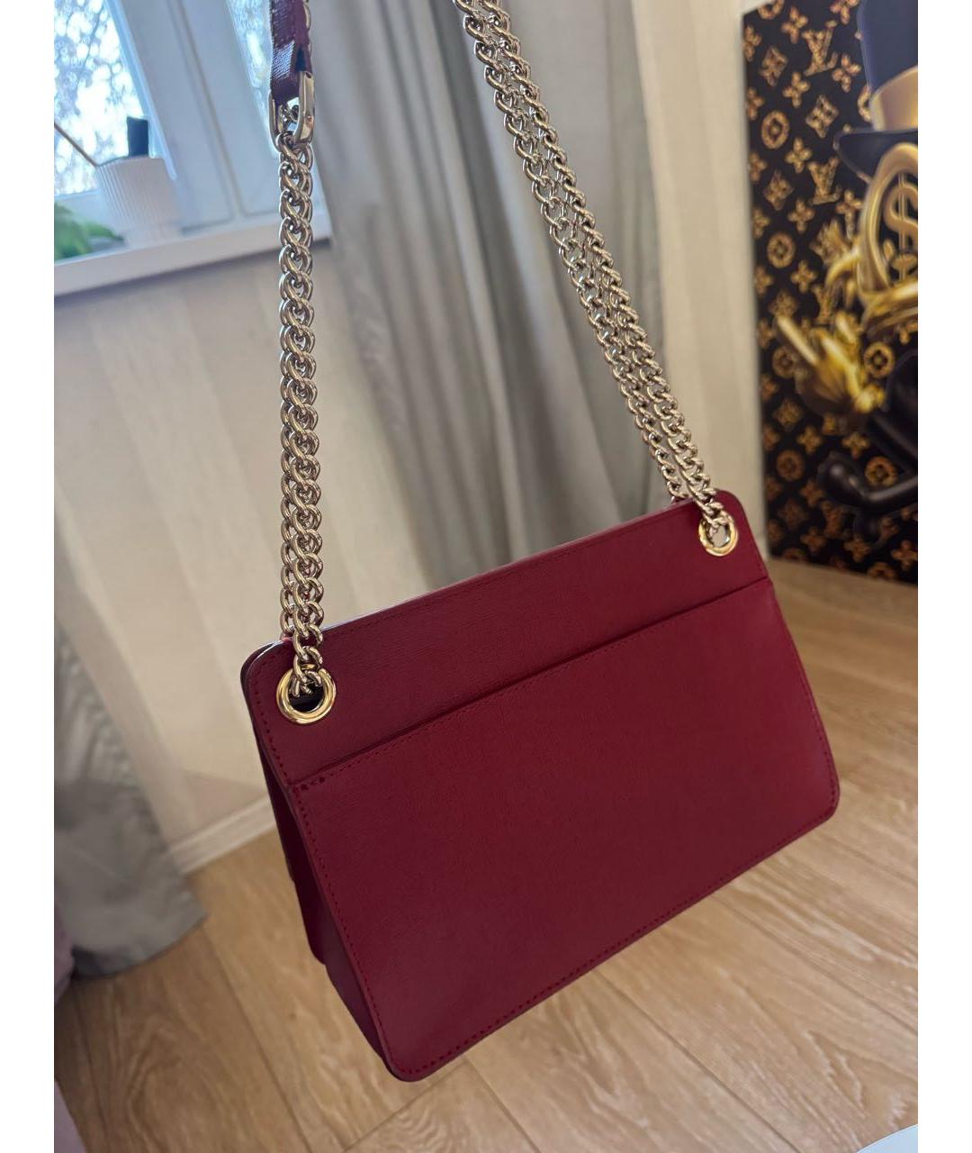 FURLA Бордовая кожаная сумка через плечо, фото 3