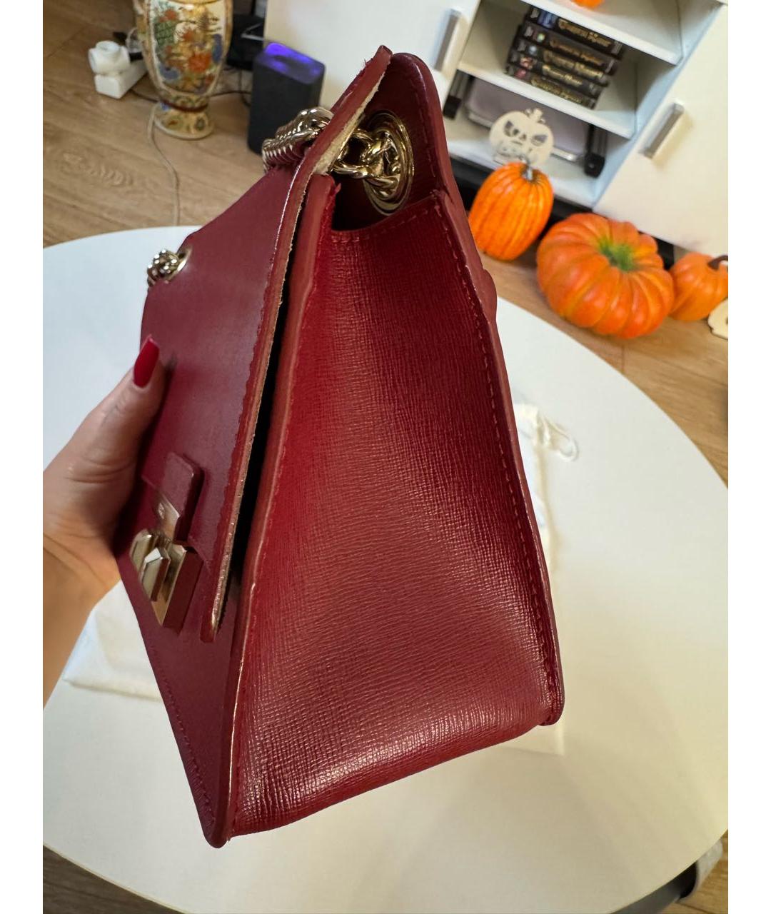 FURLA Бордовая кожаная сумка через плечо, фото 8