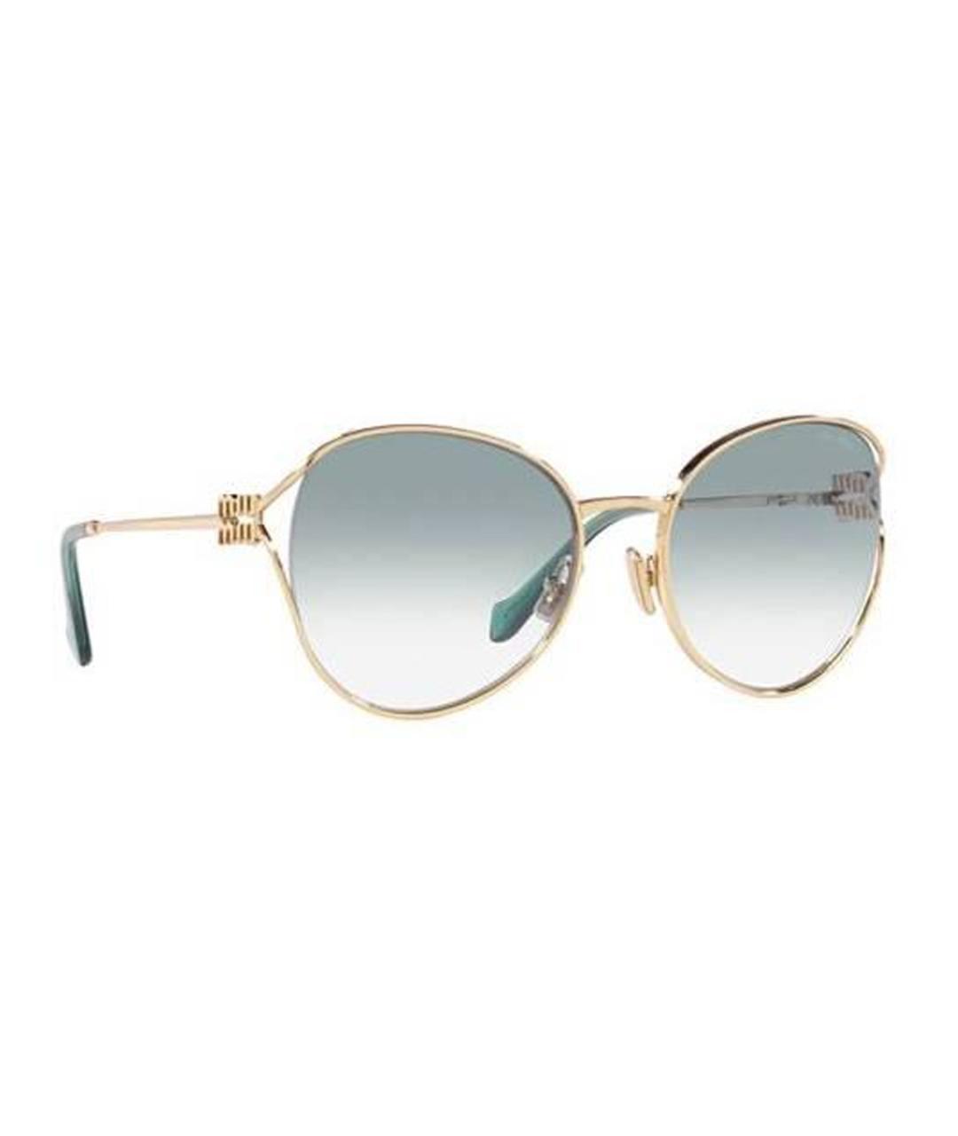 MIU MIU Золотые металлические солнцезащитные очки, фото 2