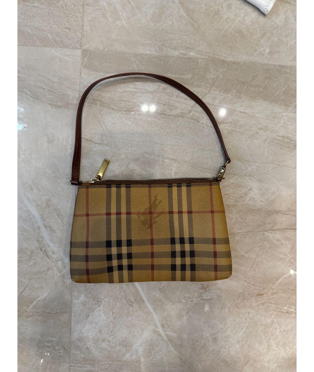 BURBERRY Коричневая кожаная сумка с короткими ручками, фото 6