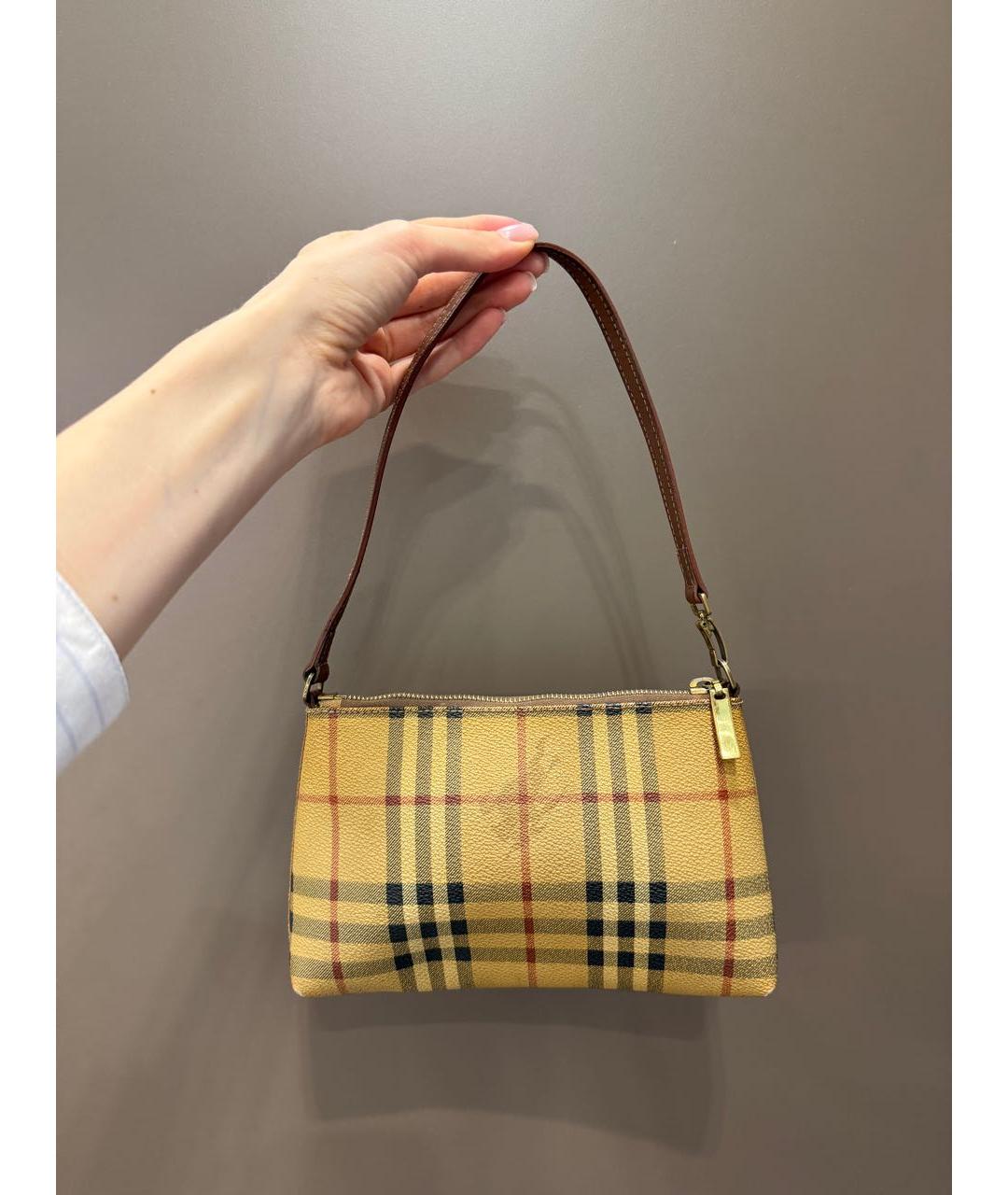 BURBERRY Коричневая кожаная сумка с короткими ручками, фото 2