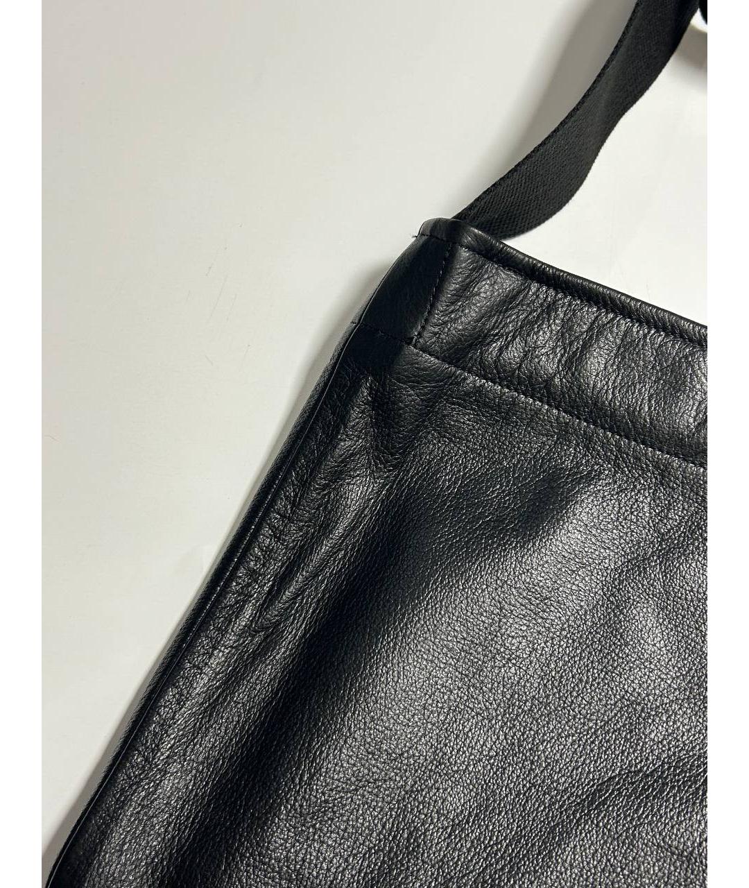 YOHJI YAMAMOTO Черная кожаная сумка на плечо, фото 6
