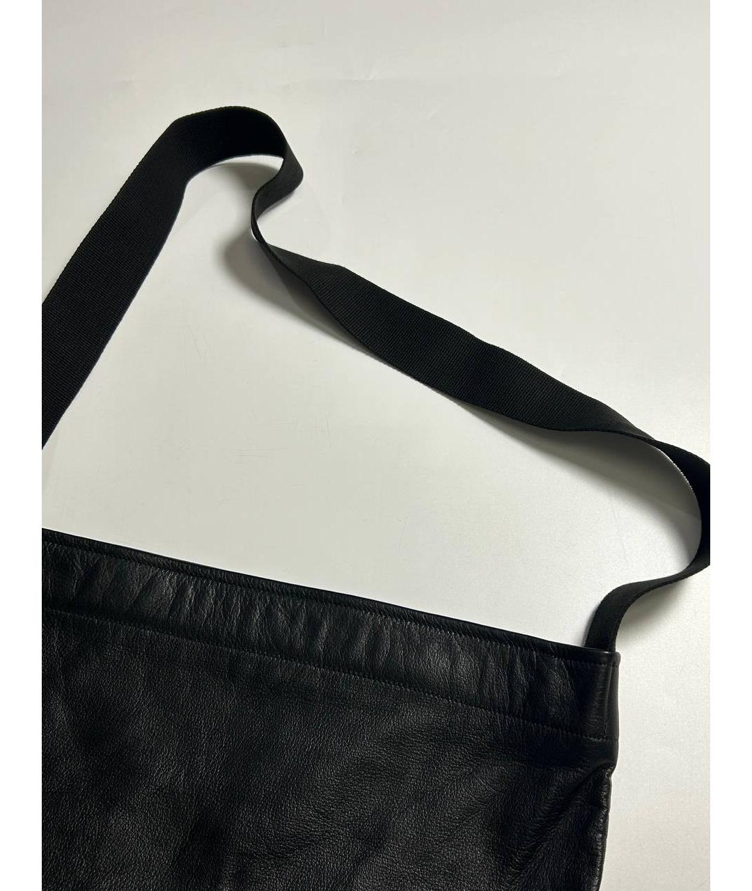 YOHJI YAMAMOTO Черная кожаная сумка на плечо, фото 5
