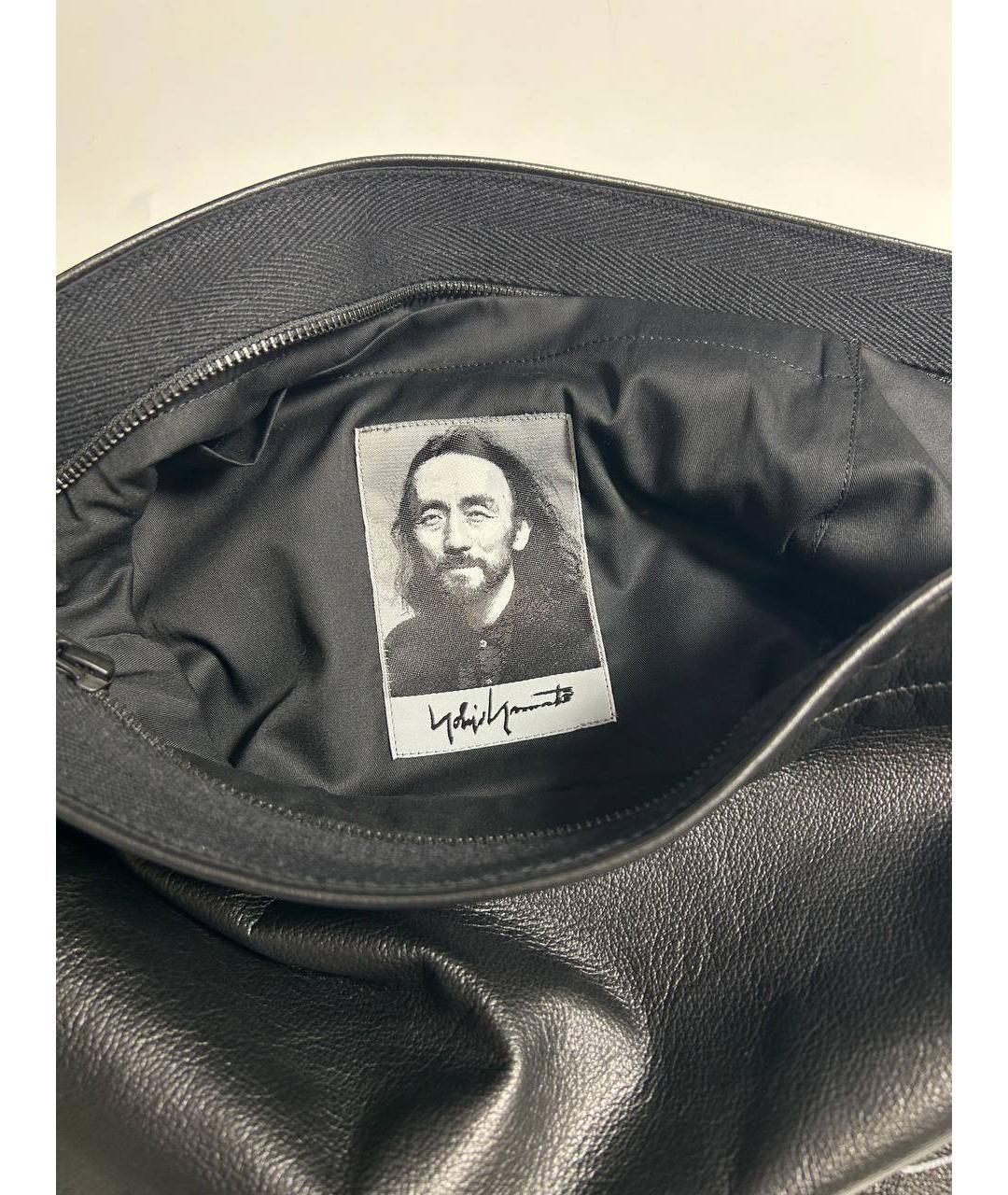 YOHJI YAMAMOTO Черная кожаная сумка на плечо, фото 7