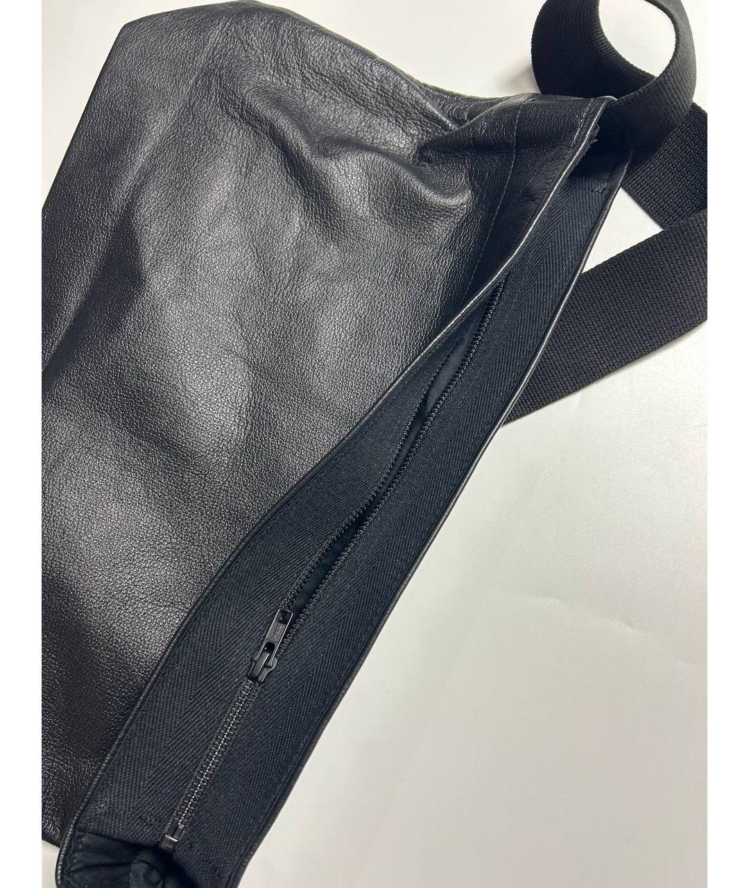 YOHJI YAMAMOTO Черная кожаная сумка на плечо, фото 4