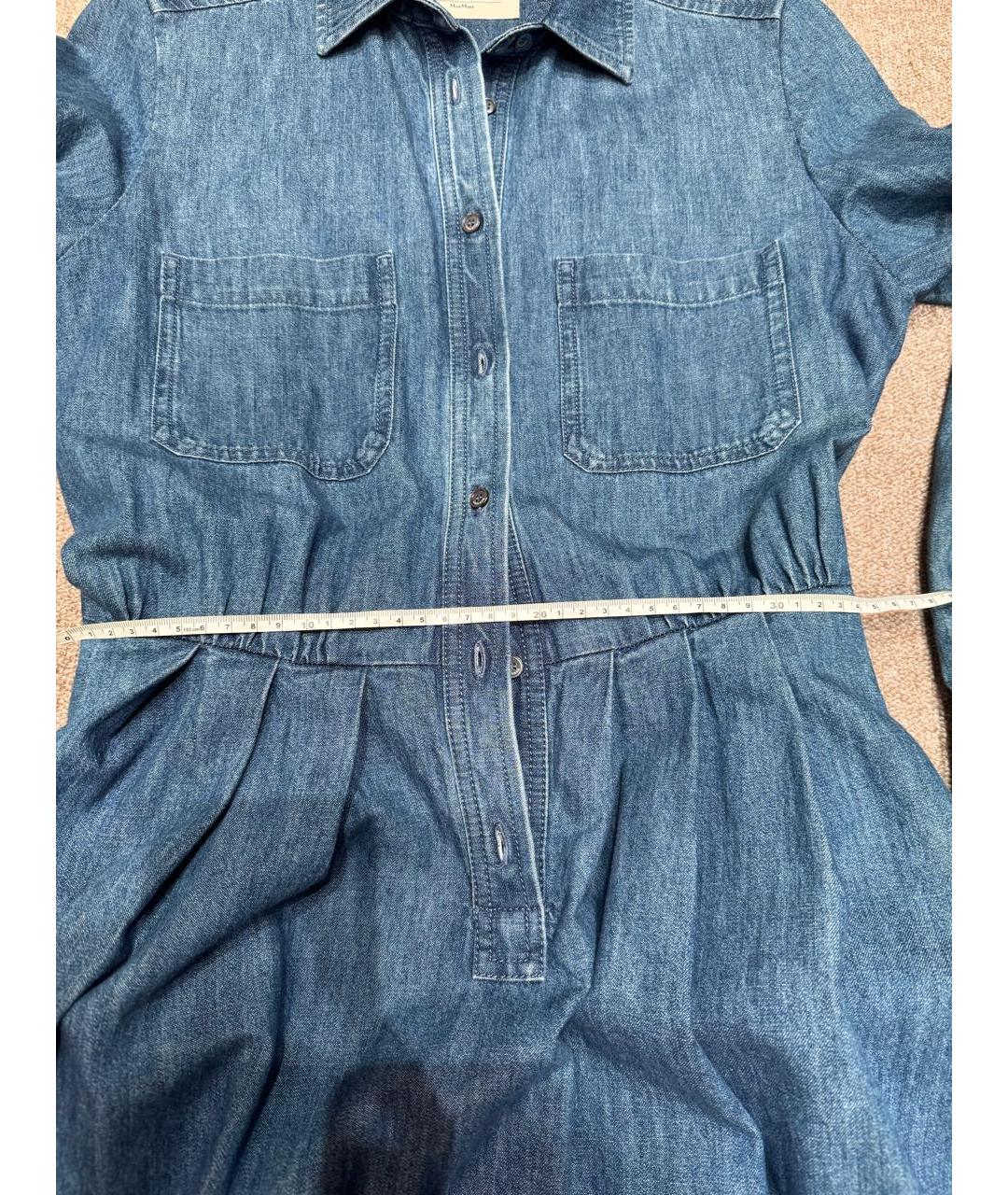 WEEKEND MAX MARA Синее хлопковое повседневное платье, фото 7