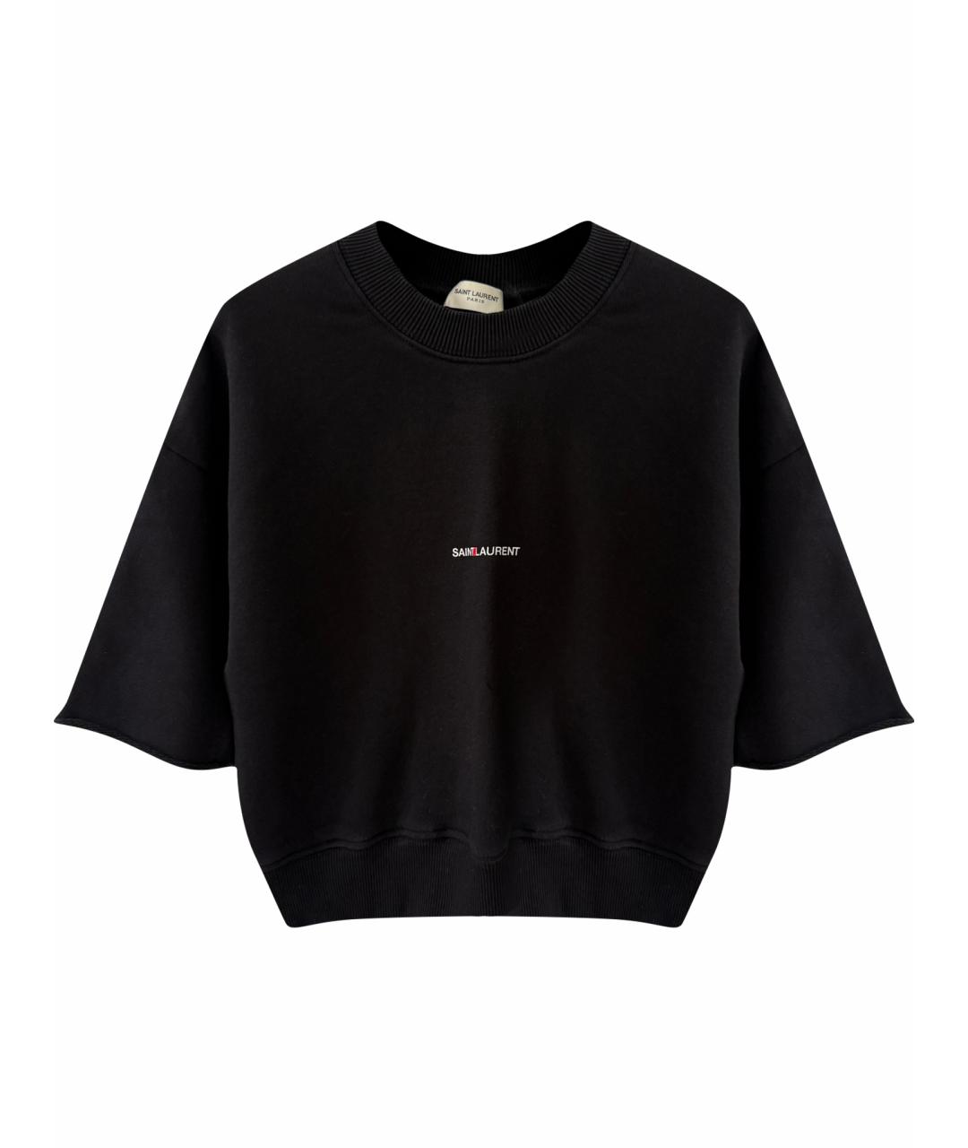 SAINT LAURENT Черная хлопковая футболка, фото 1