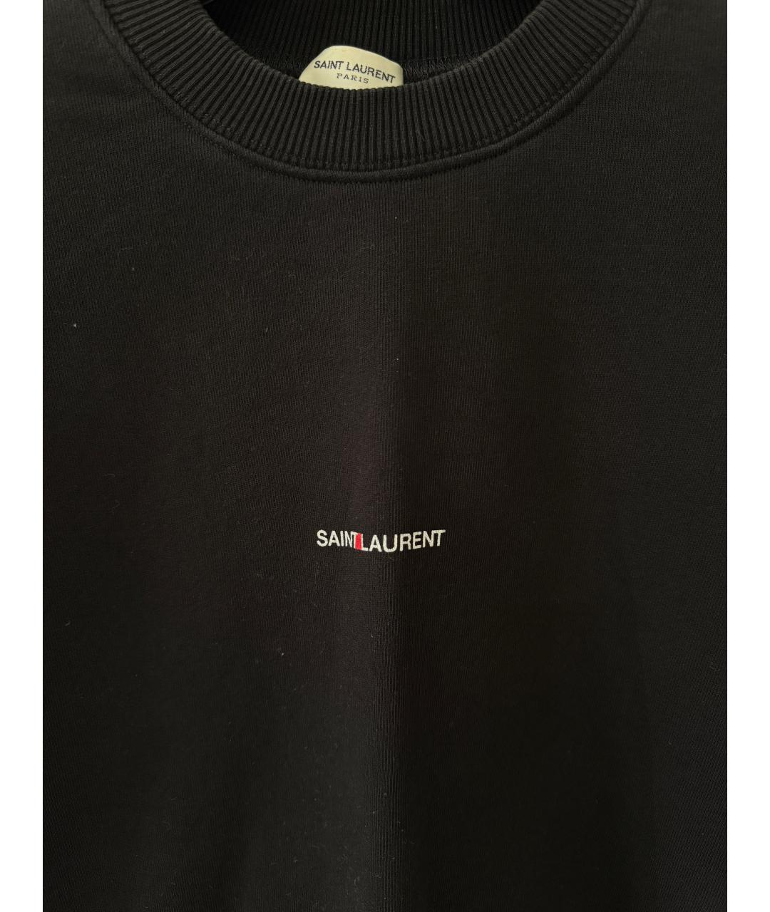 SAINT LAURENT Черная хлопковая футболка, фото 3