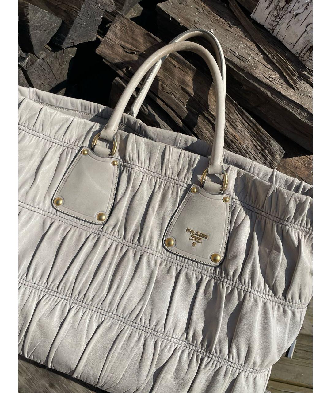 PRADA Серая кожаная сумка тоут, фото 3