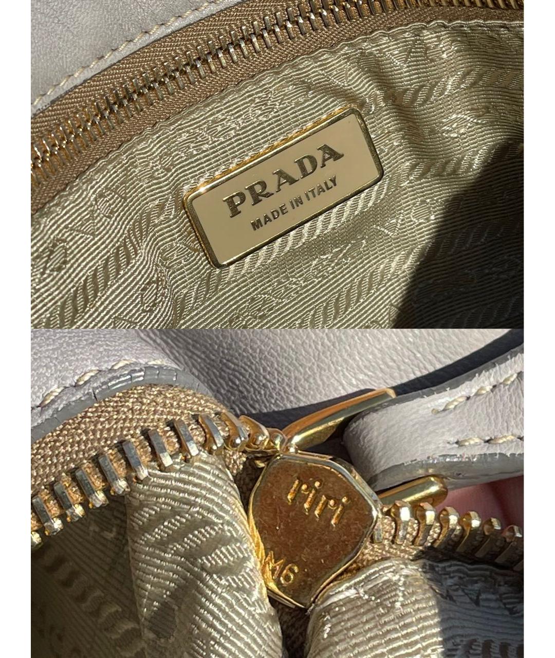 PRADA Серая кожаная сумка тоут, фото 5