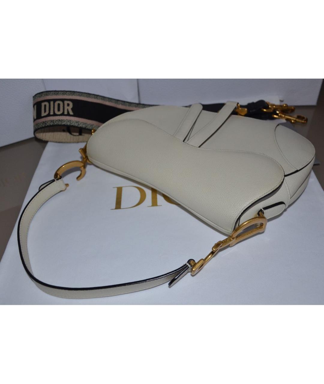 CHRISTIAN DIOR Белая кожаная сумка с короткими ручками, фото 5