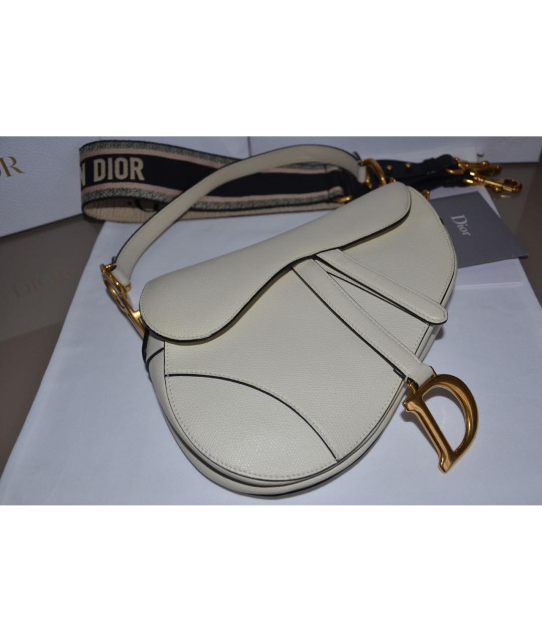 CHRISTIAN DIOR Белая кожаная сумка с короткими ручками, фото 3