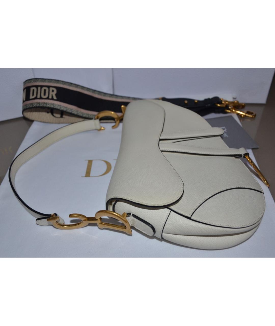 CHRISTIAN DIOR Белая кожаная сумка с короткими ручками, фото 4