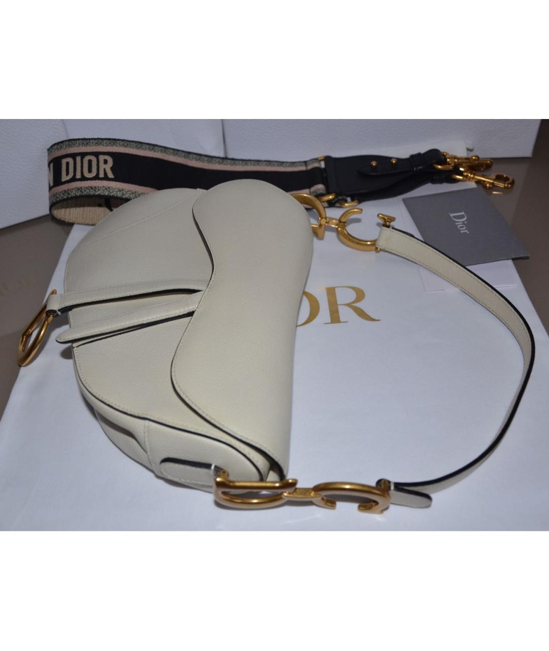 CHRISTIAN DIOR Белая кожаная сумка с короткими ручками, фото 6